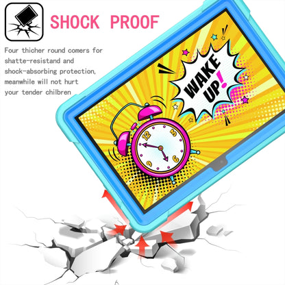 For Amazon Kindle Fire HD 8 (2020) Contrast Color Shockproof Robot Silicone + PC Case with Wristband Holder(Mint Green + Blue) - Amazon by buy2fix | Online Shopping UK | buy2fix