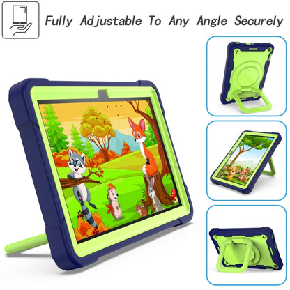 For Amazon Kindle Fire HD 8 (2020) Contrast Color Shockproof Robot Silicone + PC Case with Wristband Holder(Navy Blue + Yellow-green) - Amazon by buy2fix | Online Shopping UK | buy2fix