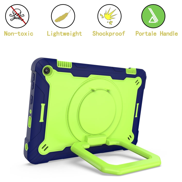 For Amazon Kindle Fire HD 8 (2020) Contrast Color Shockproof Robot Silicone + PC Case with Wristband Holder(Navy Blue + Yellow-green) - Amazon by buy2fix | Online Shopping UK | buy2fix