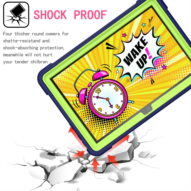 For Amazon Kindle Fire HD 8 (2020) Contrast Color Shockproof Robot Silicone + PC Case with Wristband Holder(Navy Blue + Yellow-green) - Amazon by buy2fix | Online Shopping UK | buy2fix