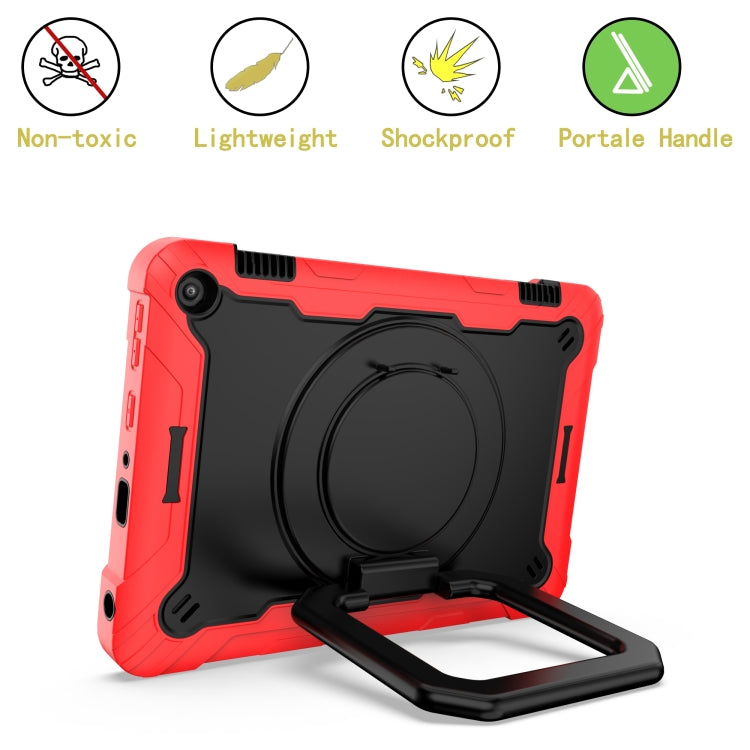 For Amazon Kindle Fire HD 8 (2020) Contrast Color Shockproof Robot Silicone + PC Case with Wristband Holder(Red + Black) - Amazon by buy2fix | Online Shopping UK | buy2fix