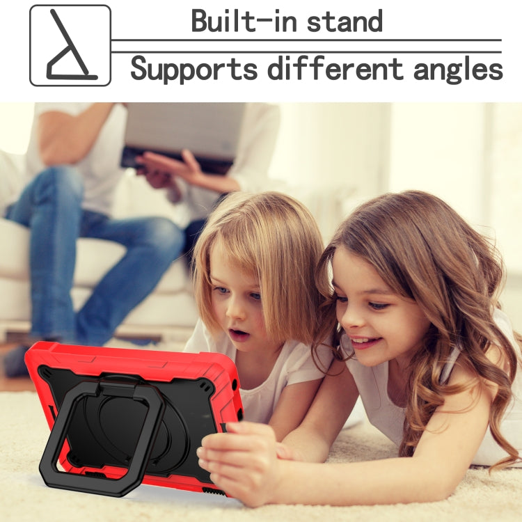 For Amazon Kindle Fire HD 8 (2020) Contrast Color Shockproof Robot Silicone + PC Case with Wristband Holder(Red + Black) - Amazon by buy2fix | Online Shopping UK | buy2fix