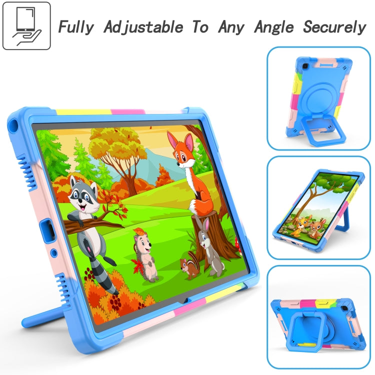 For Samsung Galaxy Tab A7 10.4 (2020) T500 / T505 Contrast Color Shockproof Robot Silicone + PC Case with Wristband Holder(Camouflage + Blue) - Other Galaxy Tab PC by buy2fix | Online Shopping UK | buy2fix