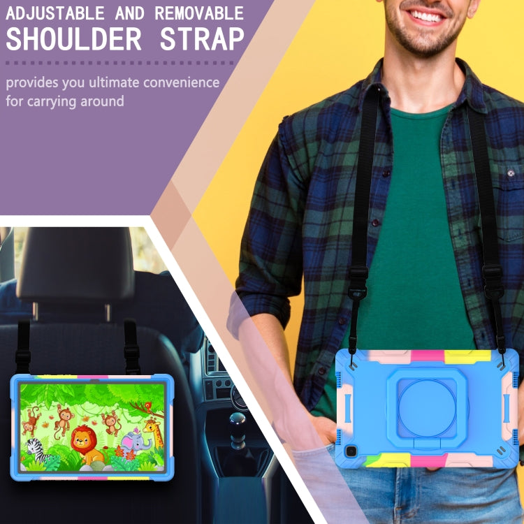 For Samsung Galaxy Tab A7 10.4 (2020) T500 / T505 Contrast Color Shockproof Robot Silicone + PC Case with Wristband Holder(Camouflage + Blue) - Other Galaxy Tab PC by buy2fix | Online Shopping UK | buy2fix