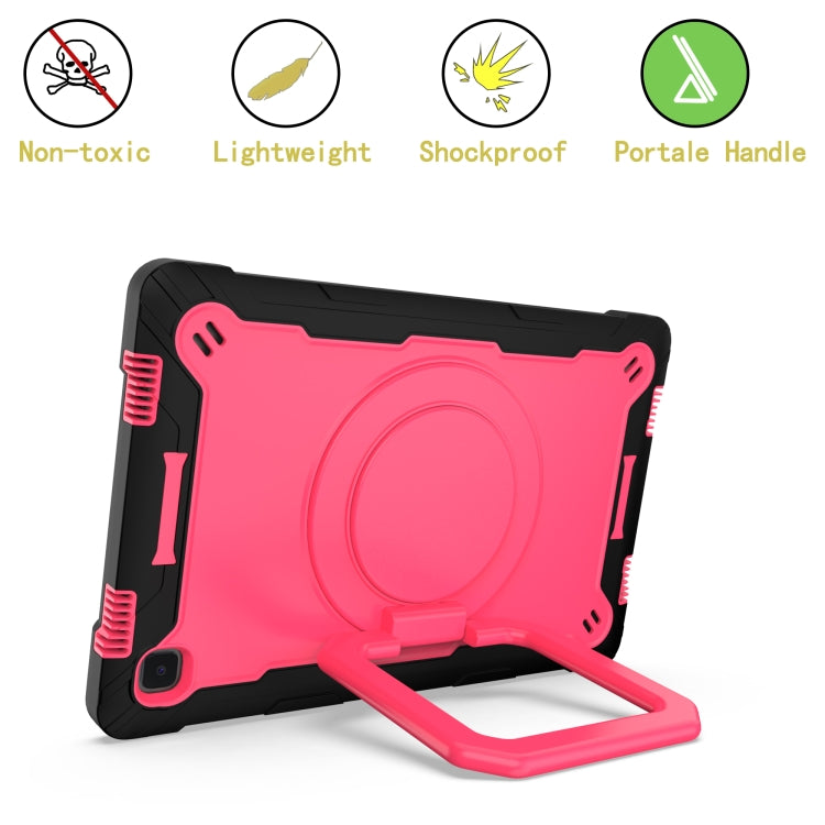 For Samsung Galaxy Tab A7 10.4 (2020) T500 / T505 Contrast Color Shockproof Robot Silicone + PC Case with Wristband Holder(Black + Rose Red) - Other Galaxy Tab PC by buy2fix | Online Shopping UK | buy2fix