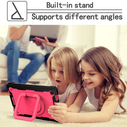 For Samsung Galaxy Tab A7 10.4 (2020) T500 / T505 Contrast Color Shockproof Robot Silicone + PC Case with Wristband Holder(Black + Rose Red) - Other Galaxy Tab PC by buy2fix | Online Shopping UK | buy2fix