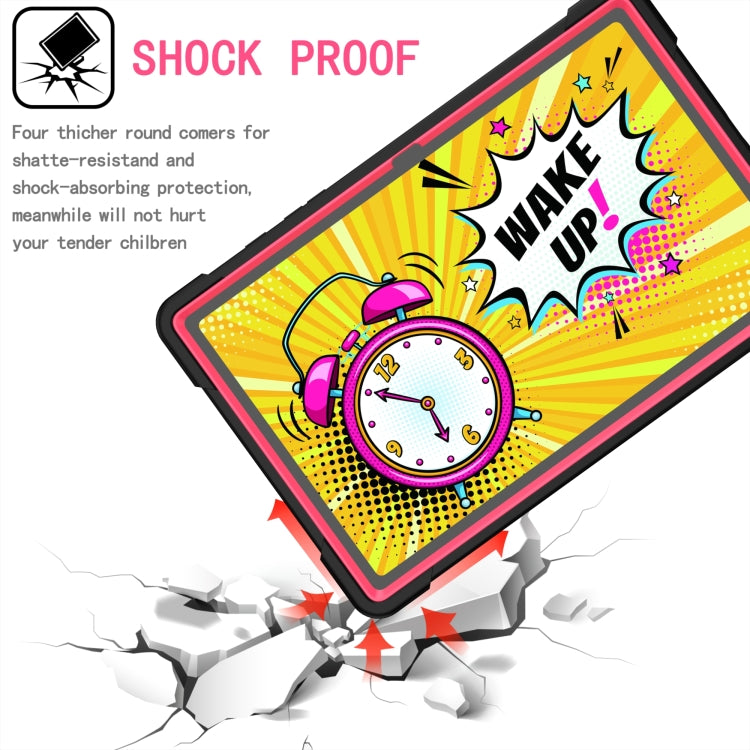 For Samsung Galaxy Tab A7 10.4 (2020) T500 / T505 Contrast Color Shockproof Robot Silicone + PC Case with Wristband Holder(Black + Rose Red) - Other Galaxy Tab PC by buy2fix | Online Shopping UK | buy2fix