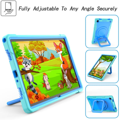 For Samsung Galaxy Tab A7 10.4 (2020) T500 / T505 Contrast Color Shockproof Robot Silicone + PC Case with Wristband Holder(Mint Green + Blue) - Other Galaxy Tab PC by buy2fix | Online Shopping UK | buy2fix
