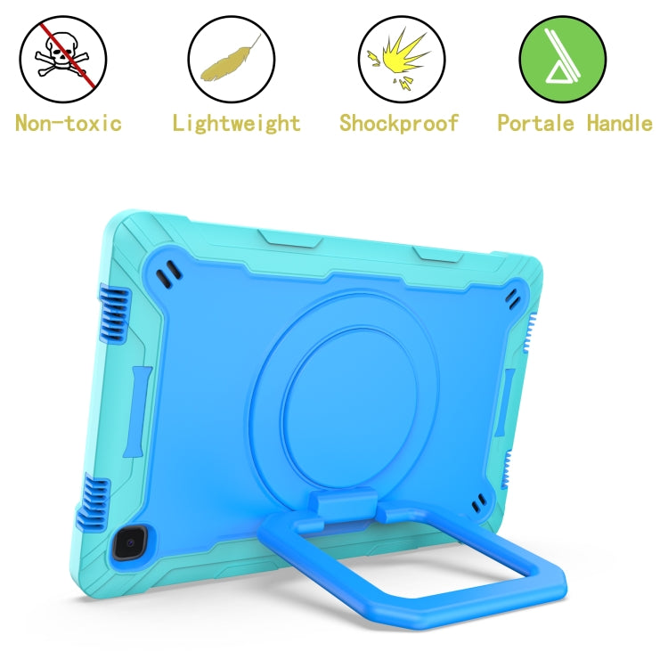 For Samsung Galaxy Tab A7 10.4 (2020) T500 / T505 Contrast Color Shockproof Robot Silicone + PC Case with Wristband Holder(Mint Green + Blue) - Other Galaxy Tab PC by buy2fix | Online Shopping UK | buy2fix
