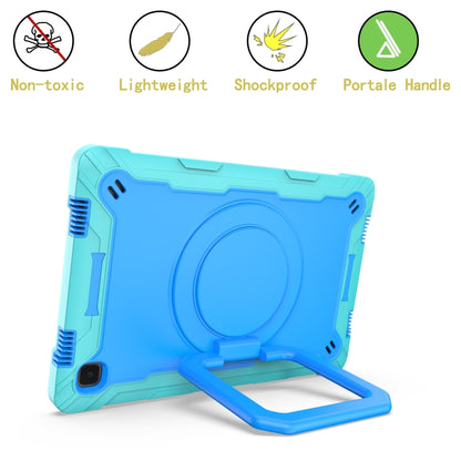 For Samsung Galaxy Tab A7 10.4 (2020) T500 / T505 Contrast Color Shockproof Robot Silicone + PC Case with Wristband Holder(Mint Green + Blue) - Other Galaxy Tab PC by buy2fix | Online Shopping UK | buy2fix