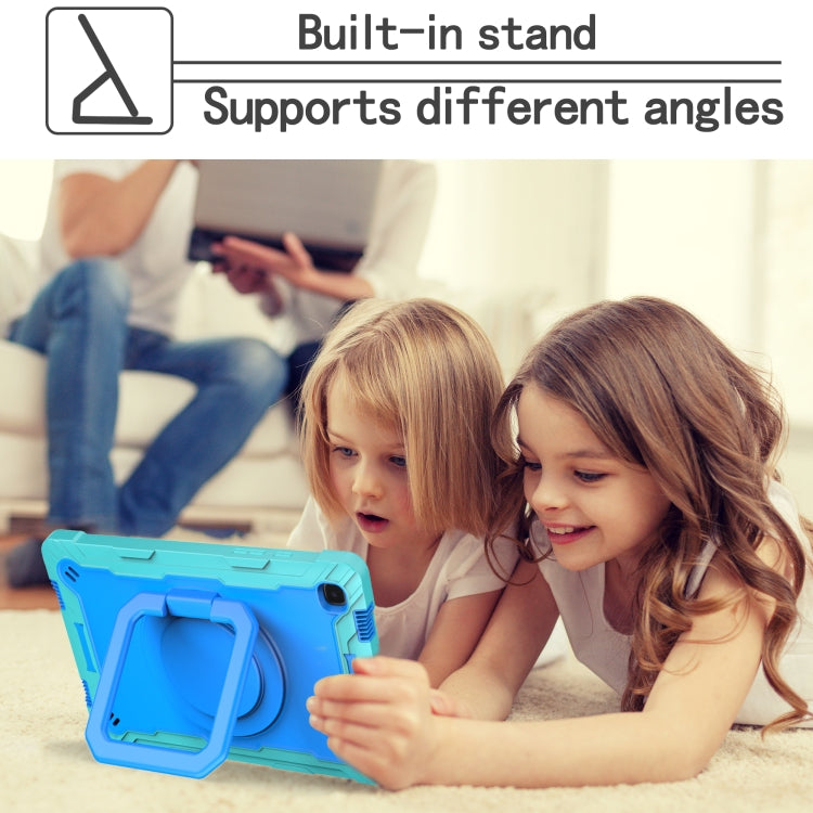 For Samsung Galaxy Tab A7 10.4 (2020) T500 / T505 Contrast Color Shockproof Robot Silicone + PC Case with Wristband Holder(Mint Green + Blue) - Other Galaxy Tab PC by buy2fix | Online Shopping UK | buy2fix