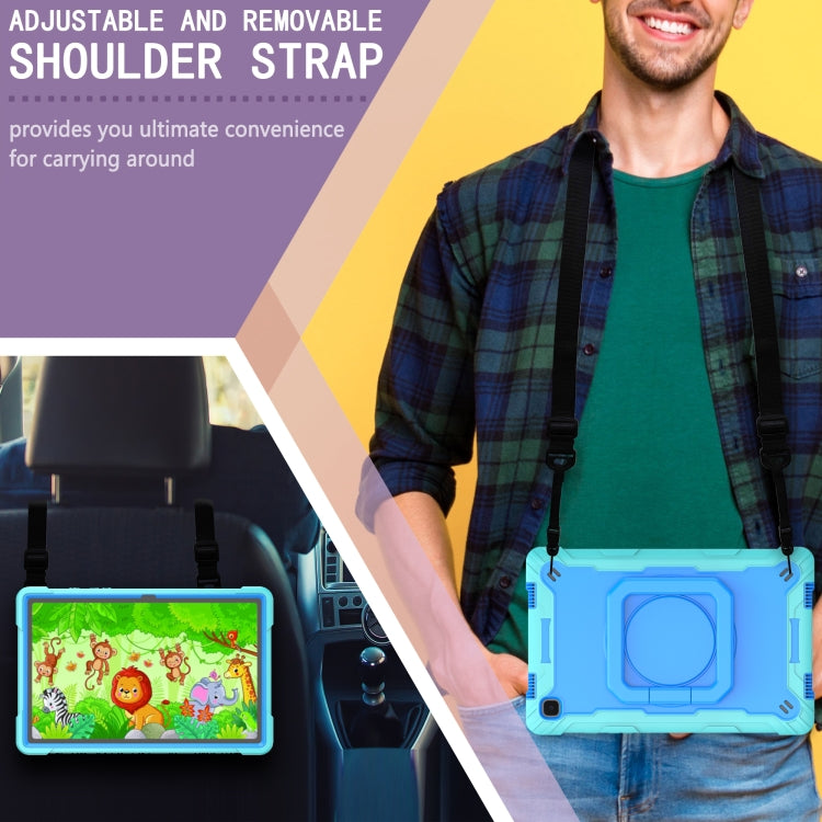 For Samsung Galaxy Tab A7 10.4 (2020) T500 / T505 Contrast Color Shockproof Robot Silicone + PC Case with Wristband Holder(Mint Green + Blue) - Other Galaxy Tab PC by buy2fix | Online Shopping UK | buy2fix