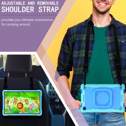 For Samsung Galaxy Tab A7 10.4 (2020) T500 / T505 Contrast Color Shockproof Robot Silicone + PC Case with Wristband Holder(Mint Green + Blue) - Other Galaxy Tab PC by buy2fix | Online Shopping UK | buy2fix