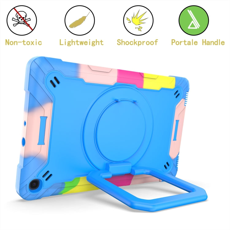 For Samsung Galaxy Tab A10.1 (2019) T510 Contrast Color Shockproof Robot Silicone + PC Case with Wristband Holder(Camouflage + Blue) - Tab A 10.1 (2019) T510 / T515 by buy2fix | Online Shopping UK | buy2fix