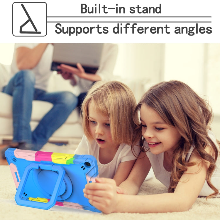 For Samsung Galaxy Tab A10.1 (2019) T510 Contrast Color Shockproof Robot Silicone + PC Case with Wristband Holder(Camouflage + Blue) - Tab A 10.1 (2019) T510 / T515 by buy2fix | Online Shopping UK | buy2fix