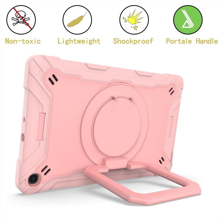 For Samsung Galaxy Tab A10.1 (2019) T510 Contrast Color Shockproof Robot Silicone + PC Case with Wristband Holder(Rose Gold) - Tab A 10.1 (2019) T510 / T515 by buy2fix | Online Shopping UK | buy2fix