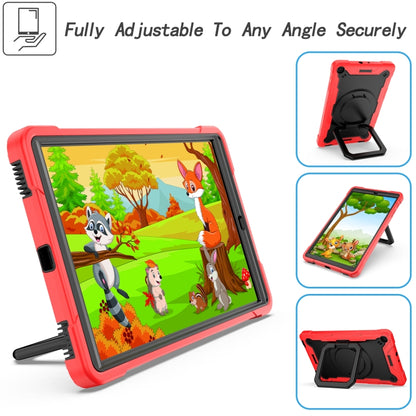 For Samsung Galaxy Tab A10.1 (2019) T510 Contrast Color Shockproof Robot Silicone + PC Case with Wristband Holder(Black + Rose Red) - Tab A 10.1 (2019) T510 / T515 by buy2fix | Online Shopping UK | buy2fix