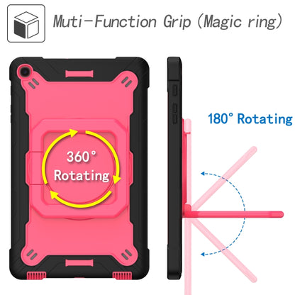 For Samsung Galaxy Tab A10.1 (2019) T510 Contrast Color Shockproof Robot Silicone + PC Case with Wristband Holder(Black + Rose Red) - Tab A 10.1 (2019) T510 / T515 by buy2fix | Online Shopping UK | buy2fix