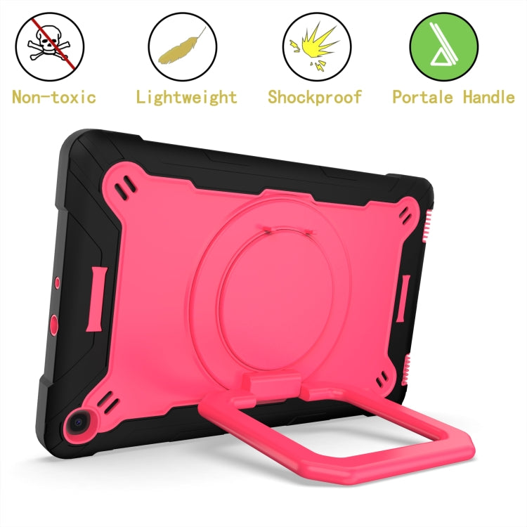 For Samsung Galaxy Tab A10.1 (2019) T510 Contrast Color Shockproof Robot Silicone + PC Case with Wristband Holder(Black + Rose Red) - Tab A 10.1 (2019) T510 / T515 by buy2fix | Online Shopping UK | buy2fix