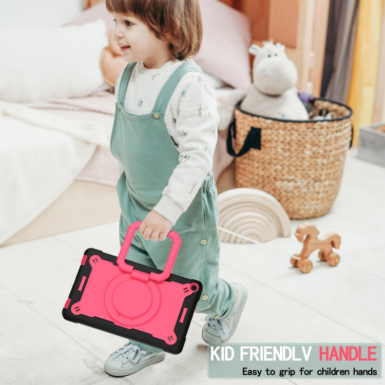 For Samsung Galaxy Tab A10.1 (2019) T510 Contrast Color Shockproof Robot Silicone + PC Case with Wristband Holder(Black + Rose Red) - Tab A 10.1 (2019) T510 / T515 by buy2fix | Online Shopping UK | buy2fix