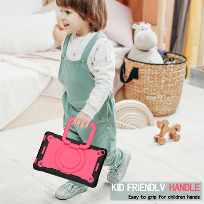 For Samsung Galaxy Tab A10.1 (2019) T510 Contrast Color Shockproof Robot Silicone + PC Case with Wristband Holder(Black + Rose Red) - Tab A 10.1 (2019) T510 / T515 by buy2fix | Online Shopping UK | buy2fix