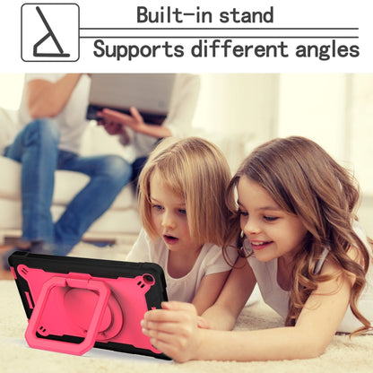 For Samsung Galaxy Tab A10.1 (2019) T510 Contrast Color Shockproof Robot Silicone + PC Case with Wristband Holder(Black + Rose Red) - Tab A 10.1 (2019) T510 / T515 by buy2fix | Online Shopping UK | buy2fix