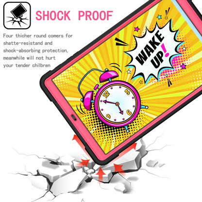 For Samsung Galaxy Tab A10.1 (2019) T510 Contrast Color Shockproof Robot Silicone + PC Case with Wristband Holder(Black + Rose Red) - Tab A 10.1 (2019) T510 / T515 by buy2fix | Online Shopping UK | buy2fix