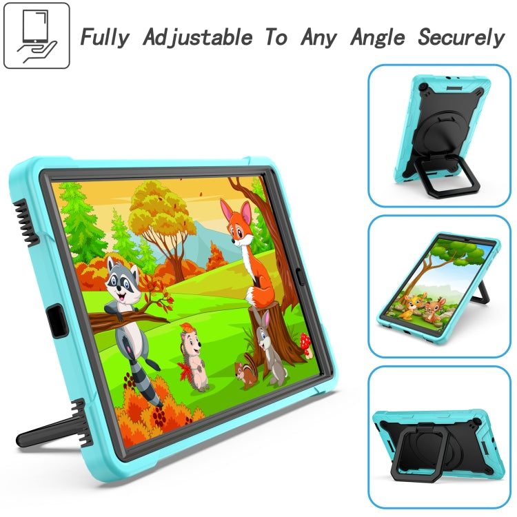 For Samsung Galaxy Tab A10.1 (2019) T510 Contrast Color Shockproof Robot Silicone + PC Case with Wristband Holder(Mint Green + Black) - Tab A 10.1 (2019) T510 / T515 by buy2fix | Online Shopping UK | buy2fix