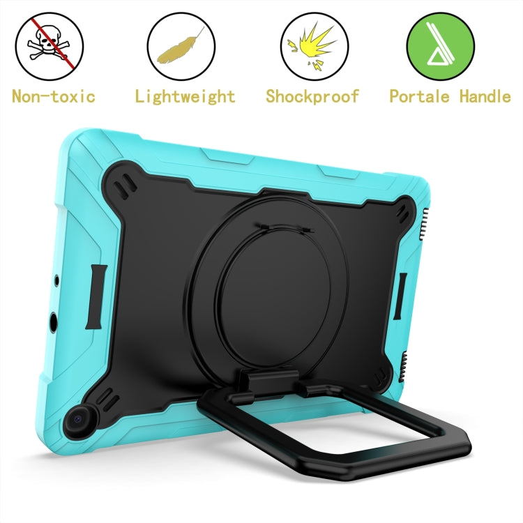 For Samsung Galaxy Tab A10.1 (2019) T510 Contrast Color Shockproof Robot Silicone + PC Case with Wristband Holder(Mint Green + Black) - Tab A 10.1 (2019) T510 / T515 by buy2fix | Online Shopping UK | buy2fix