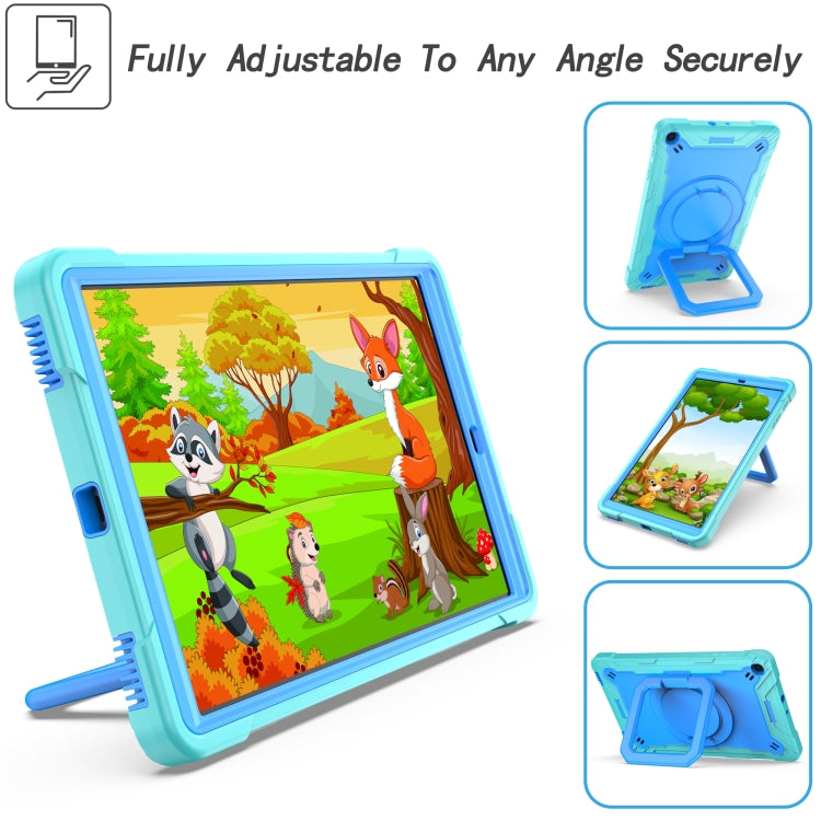 For Samsung Galaxy Tab A10.1 (2019) T510 Contrast Color Shockproof Robot Silicone + PC Case with Wristband Holder(Mint Green + Blue) - Tab A 10.1 (2019) T510 / T515 by buy2fix | Online Shopping UK | buy2fix