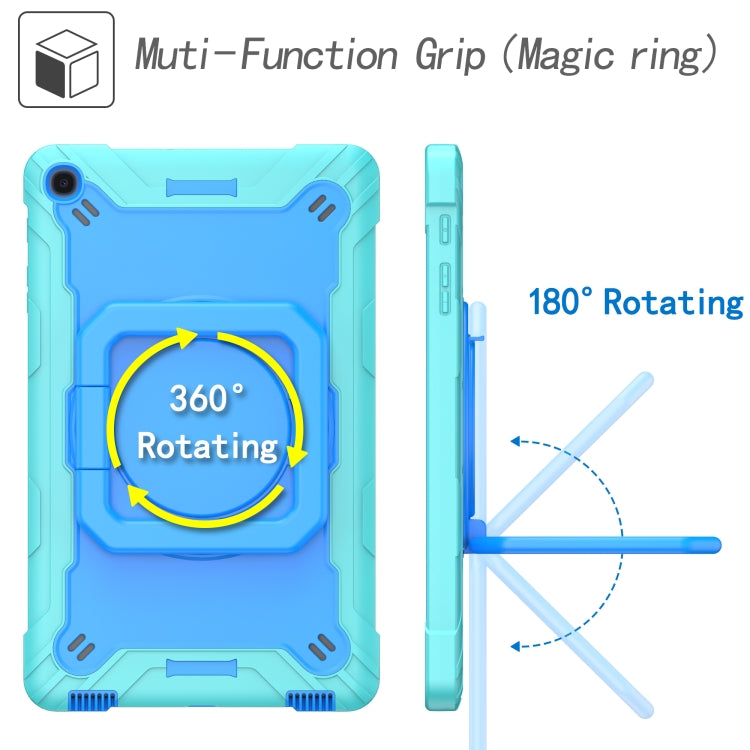 For Samsung Galaxy Tab A10.1 (2019) T510 Contrast Color Shockproof Robot Silicone + PC Case with Wristband Holder(Mint Green + Blue) - Tab A 10.1 (2019) T510 / T515 by buy2fix | Online Shopping UK | buy2fix