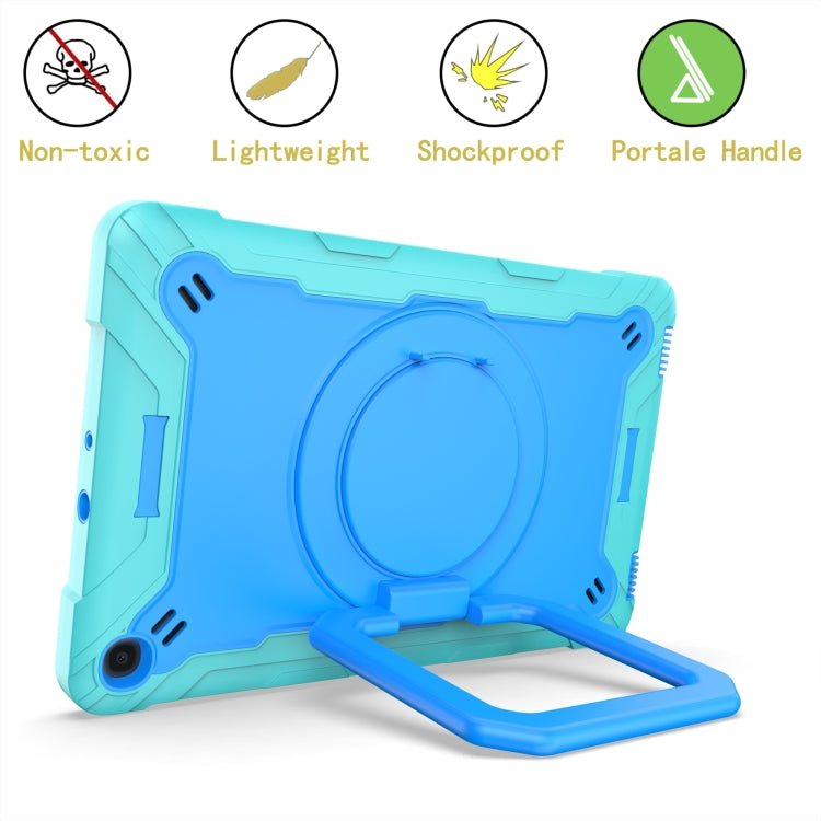 For Samsung Galaxy Tab A10.1 (2019) T510 Contrast Color Shockproof Robot Silicone + PC Case with Wristband Holder(Mint Green + Blue) - Tab A 10.1 (2019) T510 / T515 by buy2fix | Online Shopping UK | buy2fix