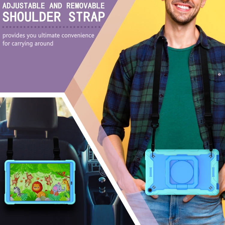 For Samsung Galaxy Tab A10.1 (2019) T510 Contrast Color Shockproof Robot Silicone + PC Case with Wristband Holder(Mint Green + Blue) - Tab A 10.1 (2019) T510 / T515 by buy2fix | Online Shopping UK | buy2fix