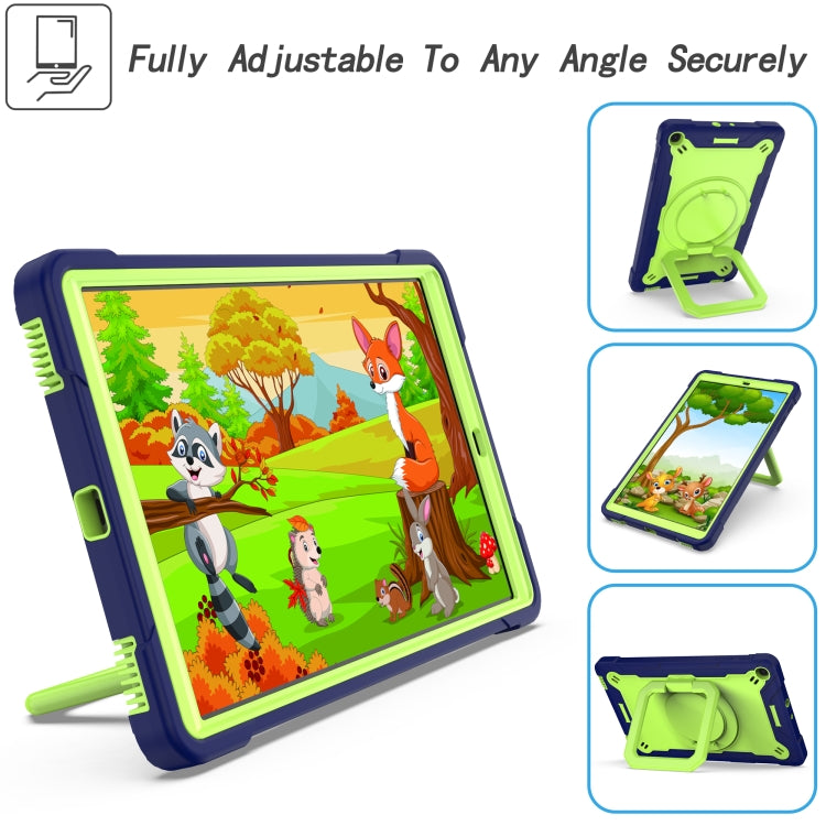 For Samsung Galaxy Tab A10.1 (2019) T510 Contrast Color Shockproof Robot Silicone + PC Case with Wristband Holder(Navy Blue + Yellow-green) - Tab A 10.1 (2019) T510 / T515 by buy2fix | Online Shopping UK | buy2fix