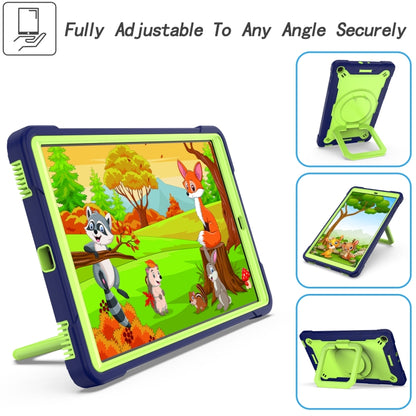 For Samsung Galaxy Tab A10.1 (2019) T510 Contrast Color Shockproof Robot Silicone + PC Case with Wristband Holder(Navy Blue + Yellow-green) - Tab A 10.1 (2019) T510 / T515 by buy2fix | Online Shopping UK | buy2fix