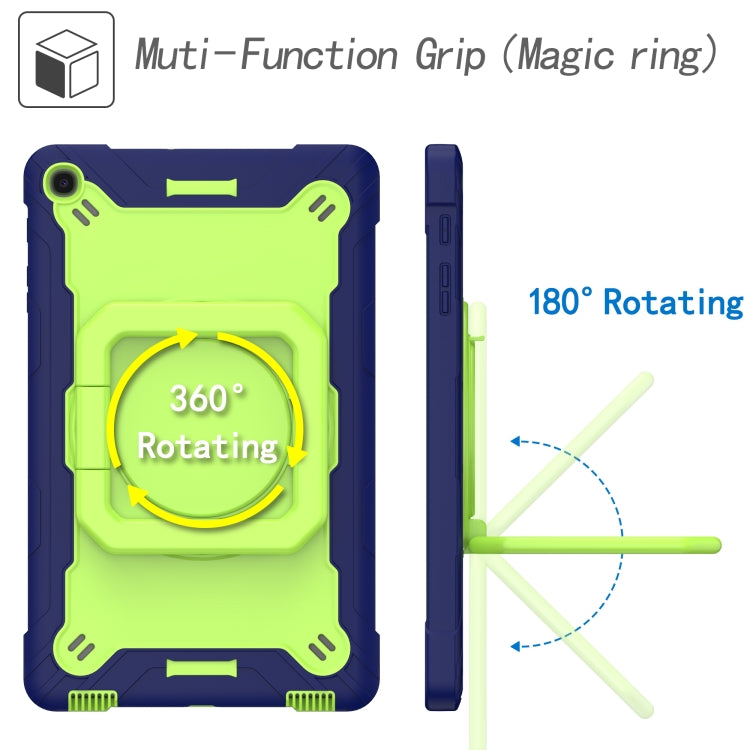 For Samsung Galaxy Tab A10.1 (2019) T510 Contrast Color Shockproof Robot Silicone + PC Case with Wristband Holder(Navy Blue + Yellow-green) - Tab A 10.1 (2019) T510 / T515 by buy2fix | Online Shopping UK | buy2fix