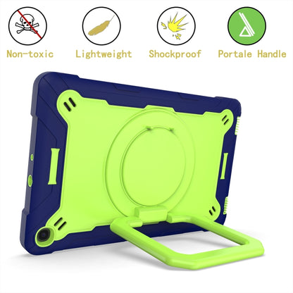 For Samsung Galaxy Tab A10.1 (2019) T510 Contrast Color Shockproof Robot Silicone + PC Case with Wristband Holder(Navy Blue + Yellow-green) - Tab A 10.1 (2019) T510 / T515 by buy2fix | Online Shopping UK | buy2fix
