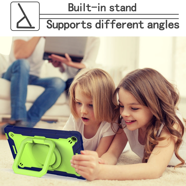 For Samsung Galaxy Tab A10.1 (2019) T510 Contrast Color Shockproof Robot Silicone + PC Case with Wristband Holder(Navy Blue + Yellow-green) - Tab A 10.1 (2019) T510 / T515 by buy2fix | Online Shopping UK | buy2fix