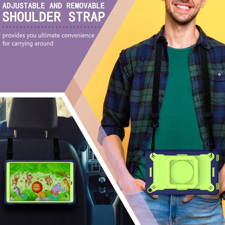 For Samsung Galaxy Tab A10.1 (2019) T510 Contrast Color Shockproof Robot Silicone + PC Case with Wristband Holder(Navy Blue + Yellow-green) - Tab A 10.1 (2019) T510 / T515 by buy2fix | Online Shopping UK | buy2fix