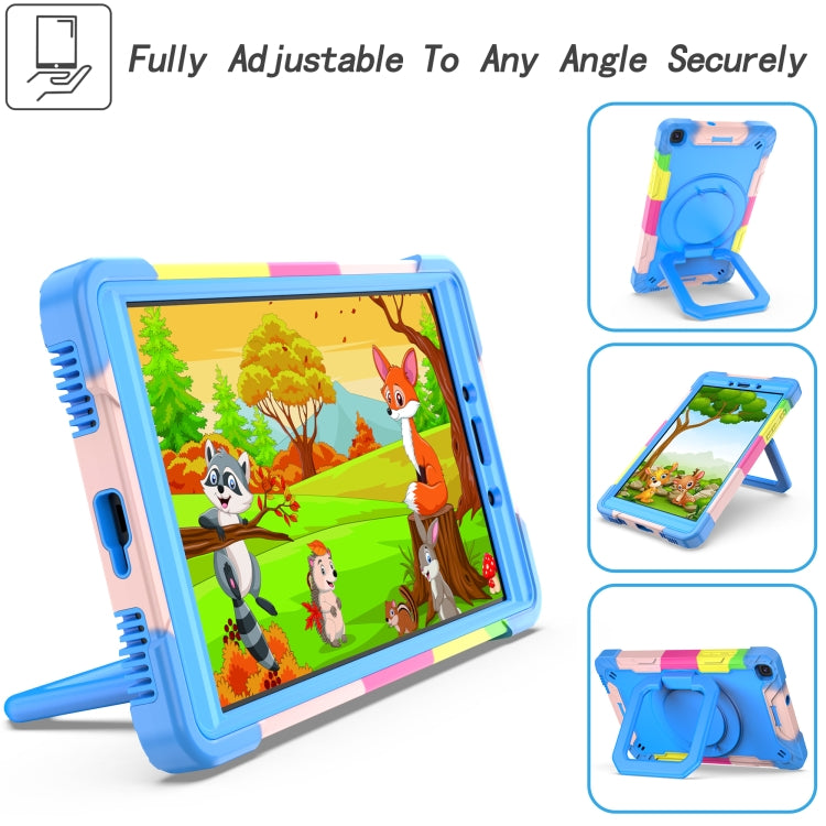 For Samsung Galaxy Tab A 8.0 (2019) T290 Contrast Color Shockproof Robot Silicone + PC Case with Wristband Holder(Camouflage + Blue) - Other Galaxy Tab PC by buy2fix | Online Shopping UK | buy2fix