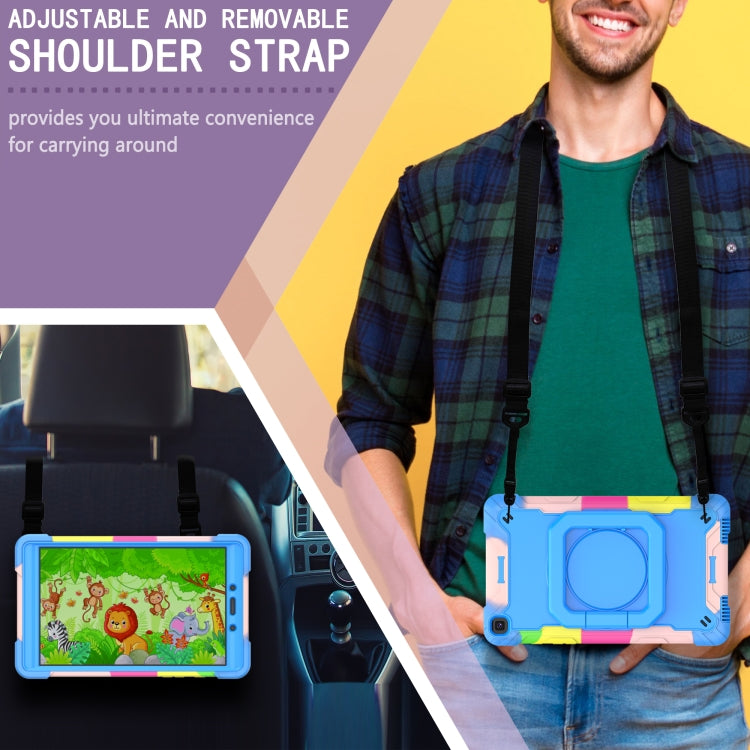 For Samsung Galaxy Tab A 8.0 (2019) T290 Contrast Color Shockproof Robot Silicone + PC Case with Wristband Holder(Camouflage + Blue) - Other Galaxy Tab PC by buy2fix | Online Shopping UK | buy2fix
