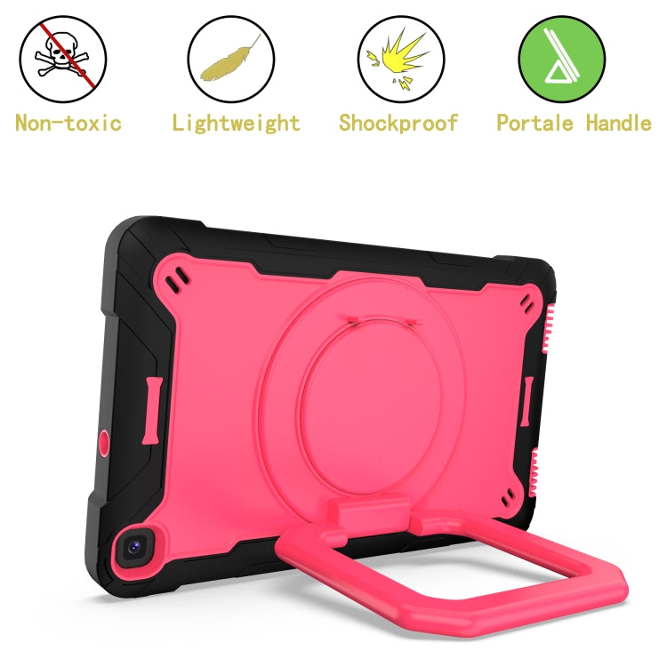 For Samsung Galaxy Tab A 8.0 (2019) T290 Contrast Color Shockproof Robot Silicone + PC Case with Wristband Holder(Black + Rose Red) - Other Galaxy Tab PC by buy2fix | Online Shopping UK | buy2fix