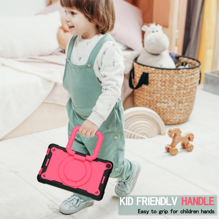For Samsung Galaxy Tab A 8.0 (2019) T290 Contrast Color Shockproof Robot Silicone + PC Case with Wristband Holder(Black + Rose Red) - Other Galaxy Tab PC by buy2fix | Online Shopping UK | buy2fix