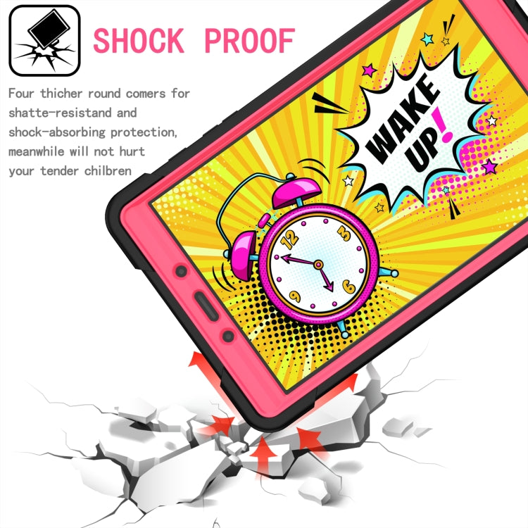 For Samsung Galaxy Tab A 8.0 (2019) T290 Contrast Color Shockproof Robot Silicone + PC Case with Wristband Holder(Black + Rose Red) - Other Galaxy Tab PC by buy2fix | Online Shopping UK | buy2fix