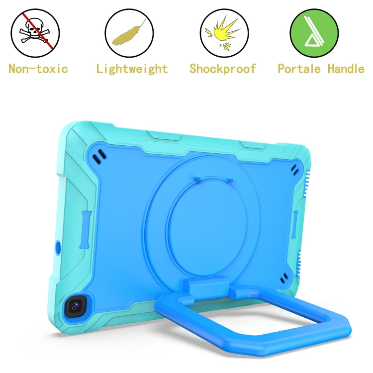 For Samsung Galaxy Tab A 8.0 (2019) T290 Contrast Color Shockproof Robot Silicone + PC Case with Wristband Holder(Mint Green + Blue) - Other Galaxy Tab PC by buy2fix | Online Shopping UK | buy2fix