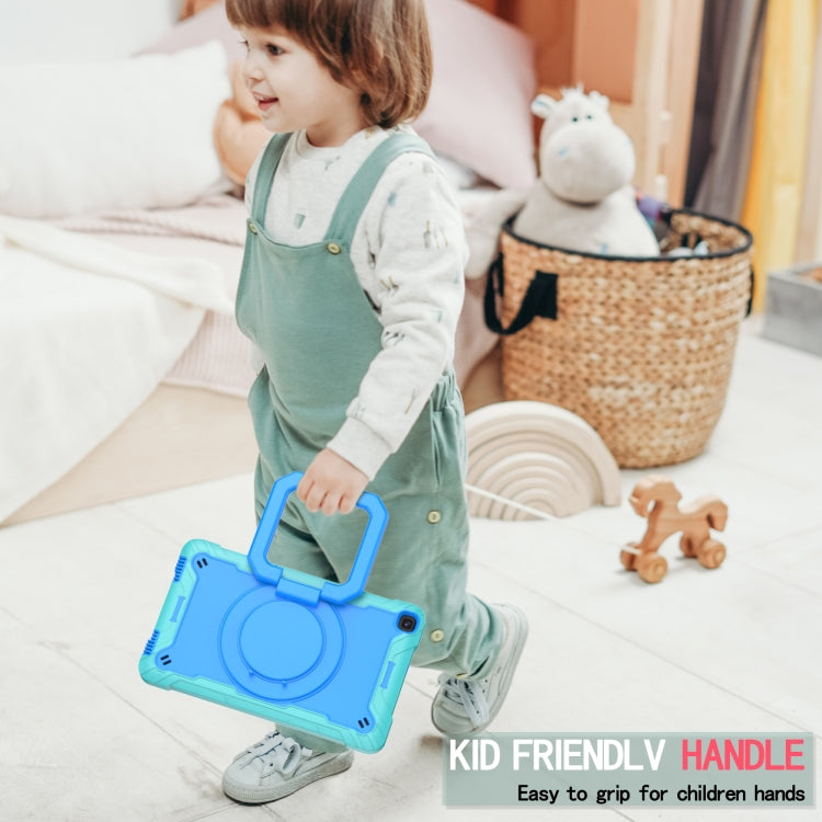For Samsung Galaxy Tab A 8.0 (2019) T290 Contrast Color Shockproof Robot Silicone + PC Case with Wristband Holder(Mint Green + Blue) - Other Galaxy Tab PC by buy2fix | Online Shopping UK | buy2fix