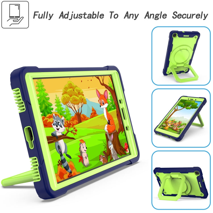 For Samsung Galaxy Tab A 8.0 (2019) T290 Contrast Color Shockproof Robot Silicone + PC Case with Wristband Holder(Navy Blue + Yellow-green) - Other Galaxy Tab PC by buy2fix | Online Shopping UK | buy2fix