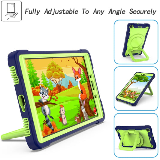 For Samsung Galaxy Tab A 8.0 (2019) T290 Contrast Color Shockproof Robot Silicone + PC Case with Wristband Holder(Navy Blue + Yellow-green) - Other Galaxy Tab PC by buy2fix | Online Shopping UK | buy2fix
