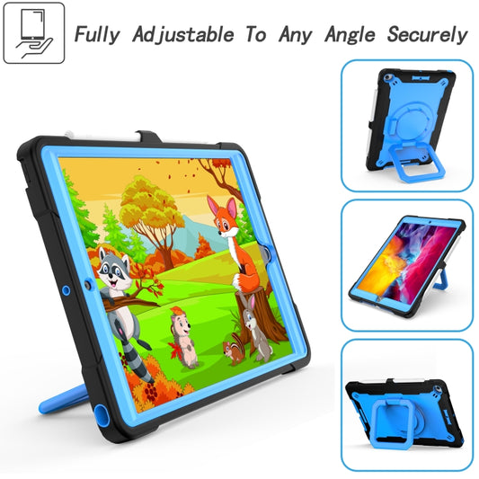 For iPad 10.2 2021 / 2020 / 2019 Contrast Color Shockproof Robot Silicone + PC Case with Wristband Holder(Black + Blue) - iPad 10.2 Cases by buy2fix | Online Shopping UK | buy2fix