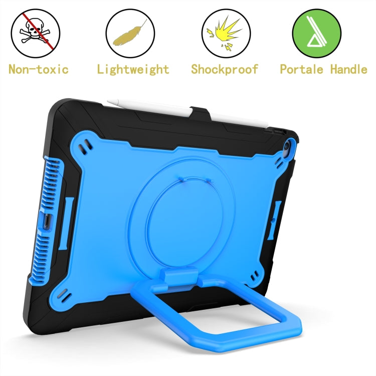 For iPad 10.2 2021 / 2020 / 2019 Contrast Color Shockproof Robot Silicone + PC Case with Wristband Holder(Black + Blue) - iPad 10.2 Cases by buy2fix | Online Shopping UK | buy2fix